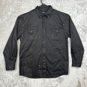 IMPERIOUS XL Black Long Sleeve Button Up Shirt Chest Pockets Mens Casual Work XL